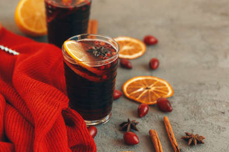 Composition with Glass of glint wine on table close upの写真素材