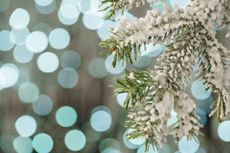 Blurred blue Christmas holiday light bokeh background