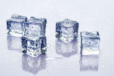 ice cubes on blue background
