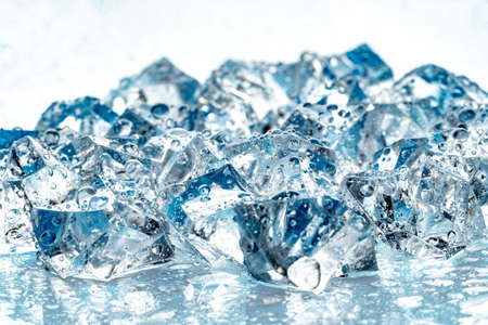 ice cubes on blue background