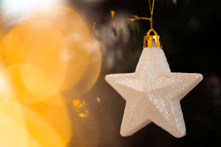 Christmas star decor or New Year minimal conceptの写真素材
