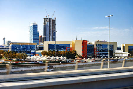 Urban road cityscape of Dubai at daytimeの写真素材