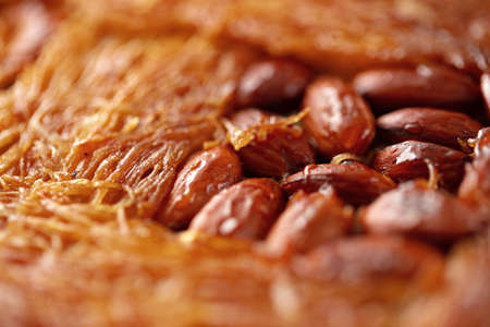 Close up of Turkish Baklava dessert with honey and nutsの写真素材