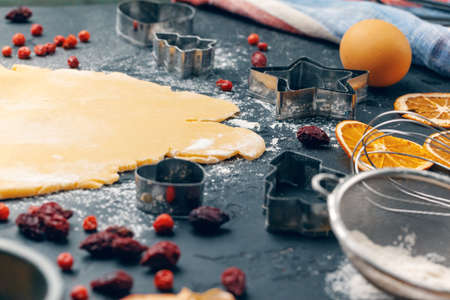 Process of cooking ginger bread cookies close up
