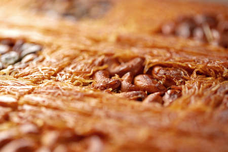 Close up of Turkish Baklava dessert with honey and nutsの写真素材