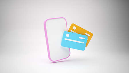 3D Online mobile payment concept with smartphone and credit cardの写真素材