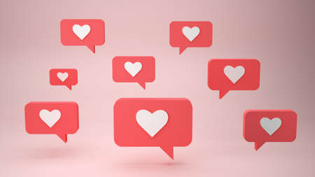 3d like design illustration of the notification on the social media