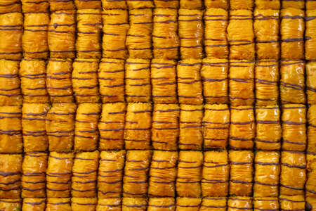 Top view food pattern texture of Turkish baklavaの写真素材