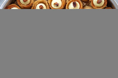 Top view food pattern texture of Turkish baklavaの写真素材