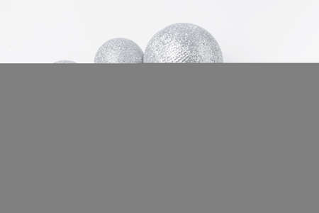 Christmas tree baubles isolated on white backgroundの写真素材