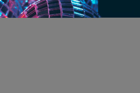 Mirror balls Illuminating in the dark close upの写真素材