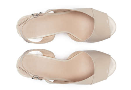 Female shoes on a white background. Top view.