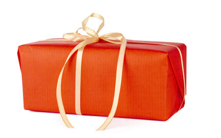 Close up gift box isolated on white background