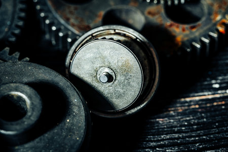 Gears from an old industrial machineの写真素材