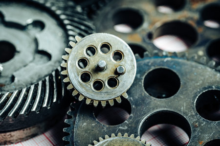 Gears from an old industrial machineの写真素材