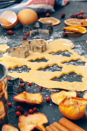 Process of cooking ginger bread cookies close up