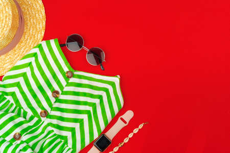 Woman fashion clothes and accessories close upの写真素材