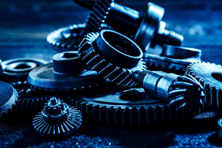 Gears. Machine part. Neon color.