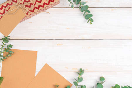 Christmas present with greeting card close upの写真素材