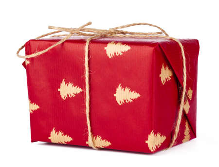 Close up gift box isolated on white background
