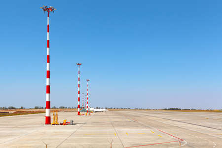 Airport pillar of red and white colorの写真素材