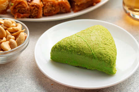 Turkish baklava dessert with honey, close up