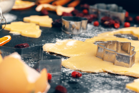 Process of cooking ginger bread cookies close up