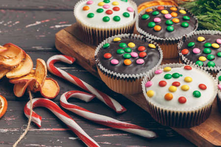 Beautiful composition of Christmas cooking of traditional holiday sweetsの写真素材