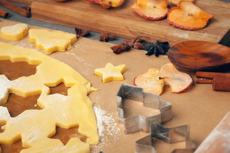 Process of cooking ginger bread cookies close up