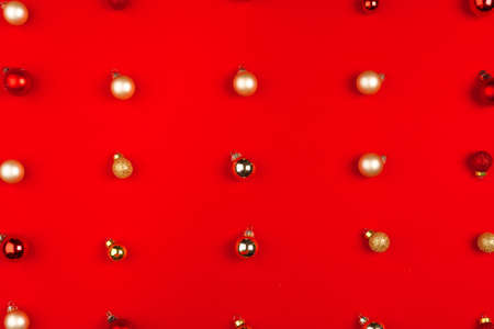 Small shiny christmas baubles background. Christmas decorの写真素材