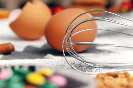 Preparing for Christmas. Baking holiday cookies close up