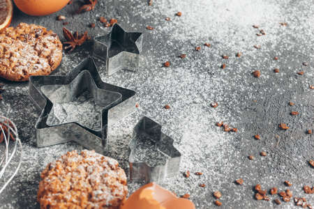 Christmas pastry cooking. Christmas cooking festive conceptの写真素材