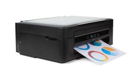 Multi purpose home printer isolated on white background