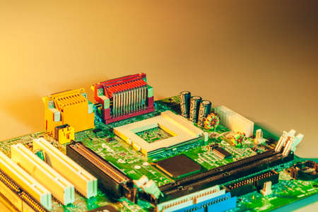 Close up of a electronic circuit board with processor