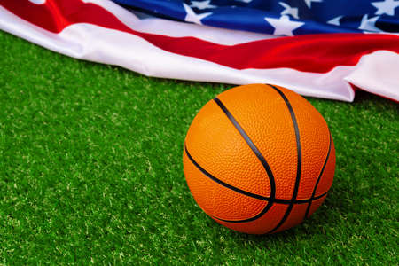 Ball for basketball game, view from aboveの写真素材