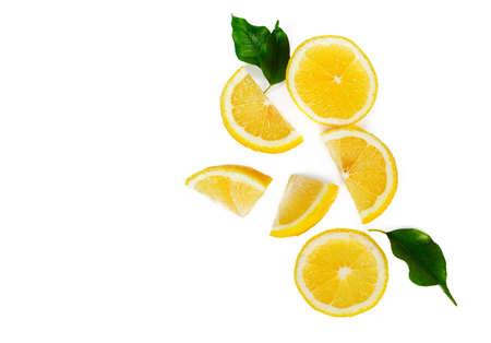 Composition with lemons isolated on white backgroundの写真素材