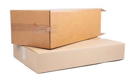 Cardboard brown box isolated on white background