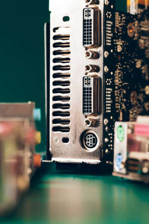 Computer electronic circuit board with processor close up