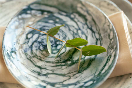 Elegant dinner table served for banquet eventの写真素材