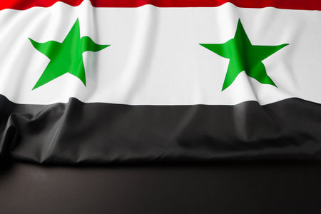 Photo of fabric Syria flag close upの写真素材