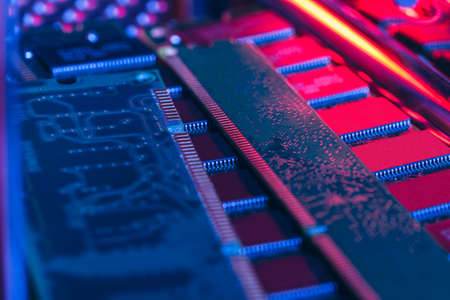 computer random access memory (RAM) close upの写真素材