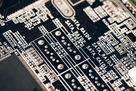 Computer mother board close up.Computer partsの写真素材