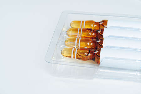 Glass medical ampoule bottles vial for injectionの写真素材