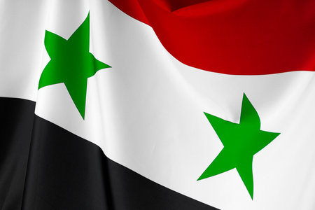Photo of fabric Syria flag close upの写真素材