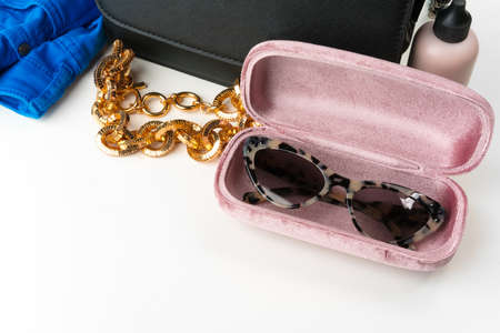 Woman fashion clothes and accessories close upの写真素材