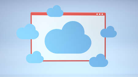 Cloud storage concept, computer browser window. 3D rendering