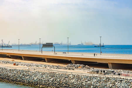 Bridge highway over the sea in Dubaiの写真素材