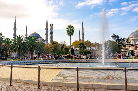 ISTANBUL, TURKEY - October 23, 2021: Fountain near Blue Mosque in Istanbul, Turkeyのeditorial素材