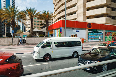 DUBAI, UAE - MARCH 15, 2021: The architecture and streets of the Dubai city, United Arab Emiratesのeditorial素材