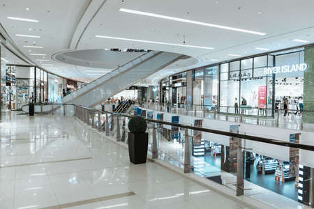 Dubai, UAE - MARCH 15, 2021: Inside of Dubai Marina Mall shopping centerのeditorial素材